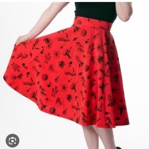 RockSteady space cadet retro swing skirt red robots size small